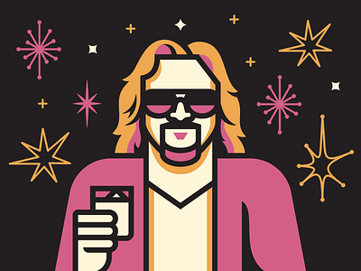 The Dude bowling crazy 4 cult gallery 1988 illustration lebowski the big lebowski the dude vector
