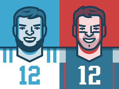 AFC Championship andrew luck football illustrated people illustration indianapolis colts new england patriots nfl nfl playoffs sports tom brady super bowl vector