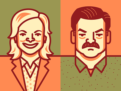Parks & Rec characters illustrated people illustration leslie knope parks and rec parks and recreation pawnee ron swanson tv vector