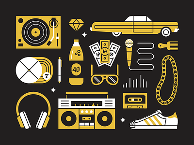 Hip Hop Objects hip hop illustration music rap vector