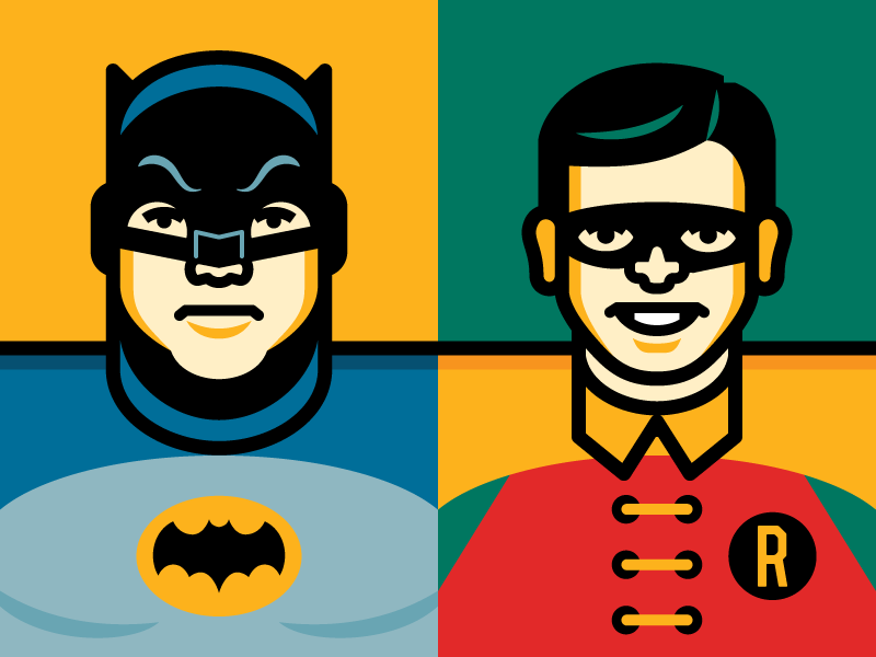 Batman & Robin batman comic-con comics illustration portraits robin super hero vector