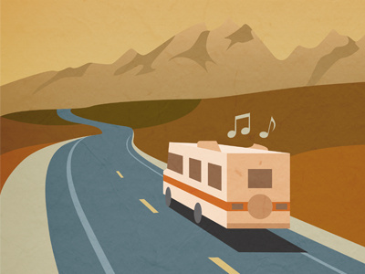 Road Trip illustration mountains poster road trip rv traveling