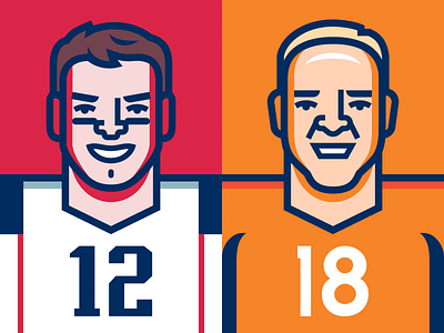 AFC Championship boston denver broncos football illustration new england patriots nfl peyton manning tom brady vector