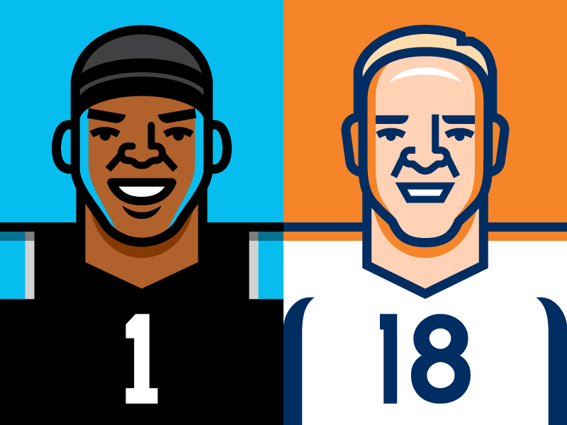 Super Bowl 50 cam newton carolina panthers denver broncos illustration nfl peyton manning super bowl vector