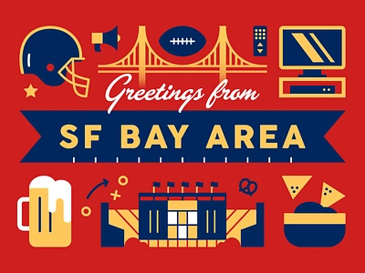 Super Bowl Postcard football illustration postcard san francisco super bowl vector