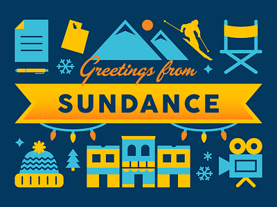 Sundance Postcard film festival illustration movies park city postcard sundance utah vector
