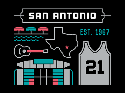 San Antonio Basketball basketball illustration nba san antonio spurs texas tim duncan vector