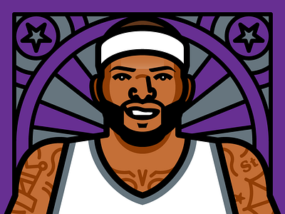 Boogie Cousins all star game illustration nba sacramento kings vector