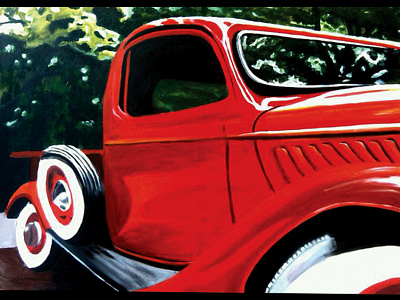 Oldie acrylic old car painting red