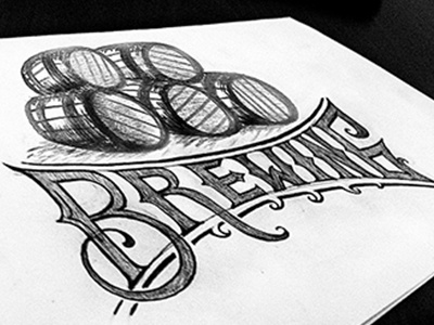 Brewing barrels beer branding brewing lettering logotype sketch typography