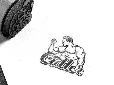 Cutler art bodybuilder icon illustration inked lettering logotype strong typography