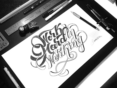 Work Hard-ly Working art handmade illustration lettering quote typeface typography weekend