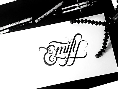 Bill & Emily card emily inked lettering letters marriage typography