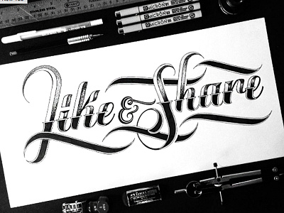 Like & Share art brand branding inked lettering typography