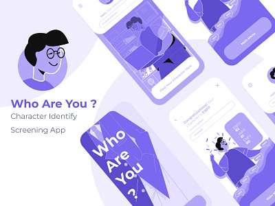 Who Are You ? - Character Identify Screening Mobile App animation branding design graphic design minimal mobileapp typography ui ux