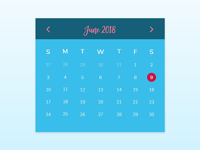 Simple Calendar adobe xd blue calendar design experience design june ui user experience user interface ux