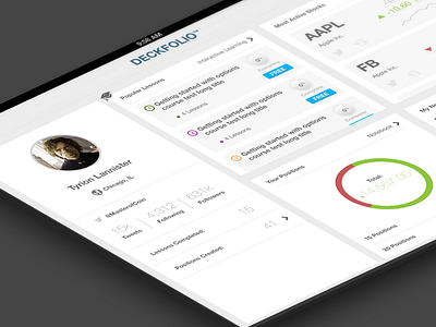 Dashboard clean dashboard deckfolio education ios ios7 ipad minimal options profile ui