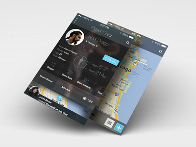 Player Card - Map UI athlete card chicago ios 7 map profile sports stats ui