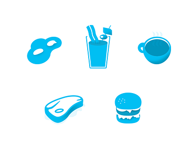 Food icons bloody mary burger coffee eggs icons minimal steak