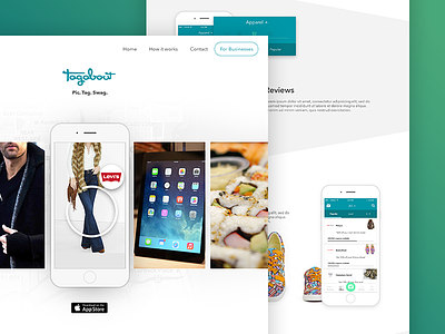 Tagabout app branding deals landing page tag ui ux