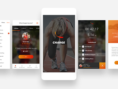 Charge fitness ios mobile running ui ux