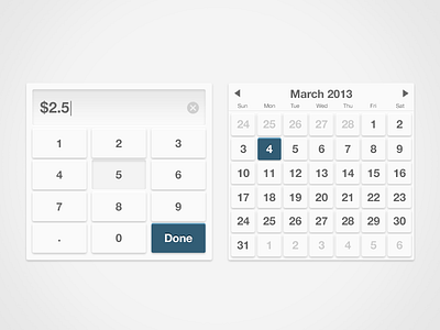 Custom Calc and Cal blue calculator calendar clean ipad simple ui white