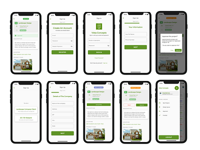 Vista concepts androud app app design app for landscaping design flutter app flutter app design project management app