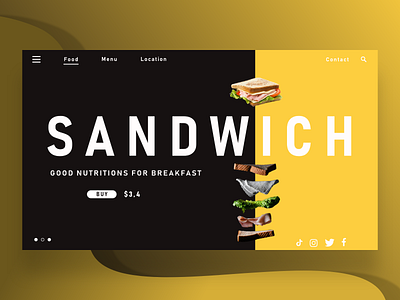 SANDWICH black buy now cook design food restaurant sandwich web design white yellow