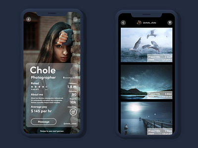 User profile UI design for photography freelancing app for daily