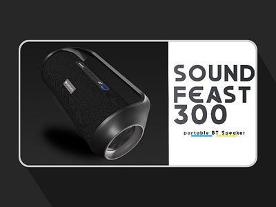 Portable speaker web site banner design dark ui