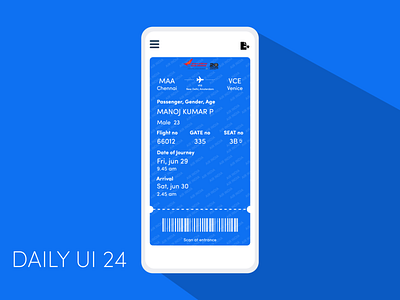 Boarding Pass for flight booking app Daily UI 24