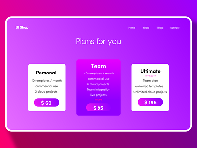 princing cards ui design for web app DailyUI 30