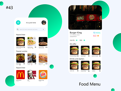 Food/Drink Menu Daily UI day 43 dailyui dailyuichallenge food and drink food app food app ui mobile ui design