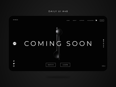 coming soon dark minimal web UI deisgn Daily UI day 48