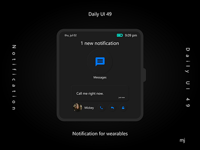 Notification screen for smart watch Daily UI day 49 dailyui dailyuichallenge notification notifications ui wearables watch os notification watch os ui