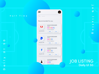 Job Listing | job search app Daily UI day 50 dailyui dailyuichallenge job app ui job application job board job list job listing job portal job search