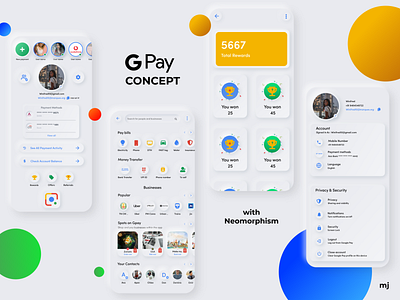 Gpay Neomorphism redesign Concept | Payments app UI design kit banking app banking dashboard bankingapp google pay gpay payment app payments payments app redesign uiredesign