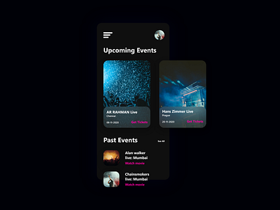 Event Listing daily UI challenge day 70 booking app concert app dailyui dailyuichallenge event app event listing