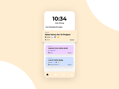 Schedule UI design | clock app with schedule dailyui 71