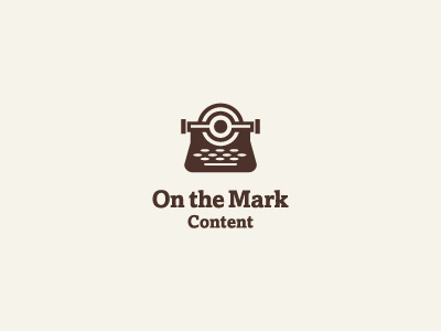 On The Mark accurate brown content freelance logo paper target technical typewriter writer