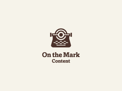 On The Mark typewriter logo target content writer freelance technical accurate brown paper