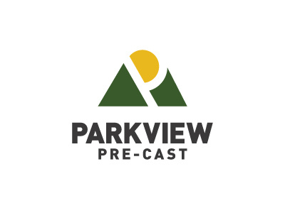 Parkview Precast geography gray green heavy industrial letter logo mountain negative space
