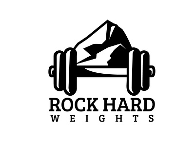 Rock Hard Weights branding design gym hard illustration logo rock vector weights workout