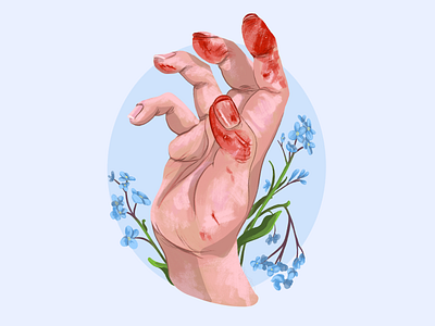 Don't ask about the blood though art digital art digital illustration flowers hands hands and flowers illustration illustration art illustrator period procreate procreate art spooktober spooky spoopy