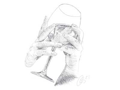 Wine Hands hands illustration pencil drawing wine