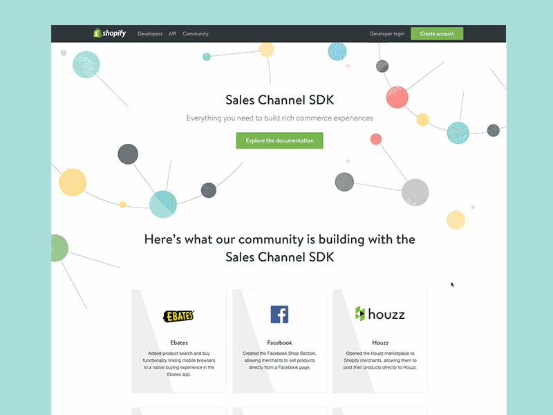 Sales Channel SDK design developers landing page parallax sdk ui ux web web design