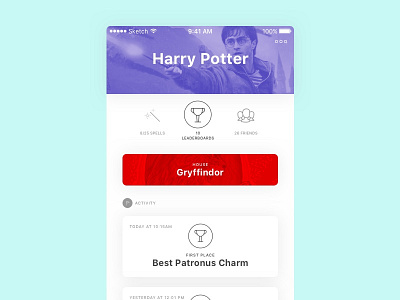 Profile page daily dailyui harry hogwarts patronus potter profile timeline ui