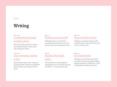 Writing Index blog personal website writing
