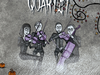 The Spektral Quartet gig poster graphic design halloween illustration micron mixed media