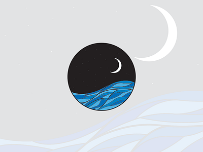 Midnight Waves blue composition design graphic illustrator midnight moon sketch sketchtoillustrator stars waves
